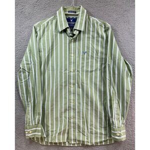 American Eagle Outfitters Shirt Men's Size Large Green White Striped Classic Fit